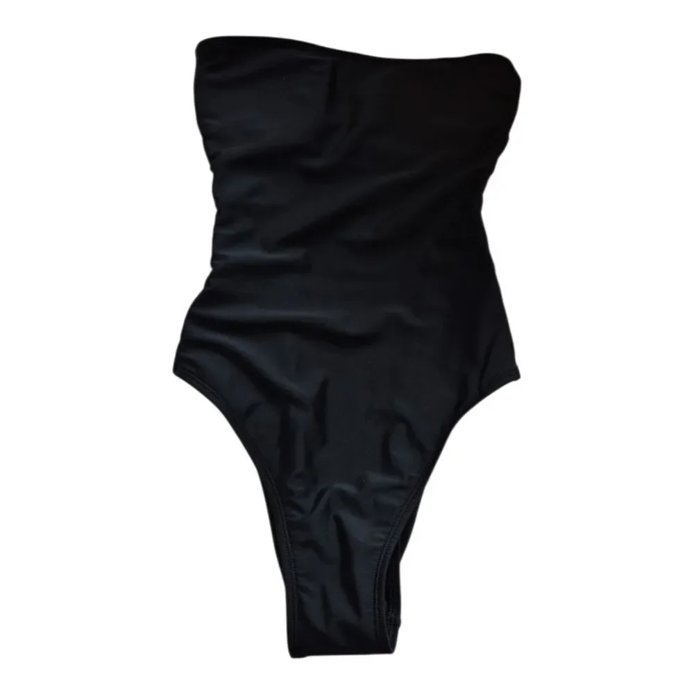 Aero black one piece swimsuit Cutout Criss Cross Sides Detachable Straps XS
